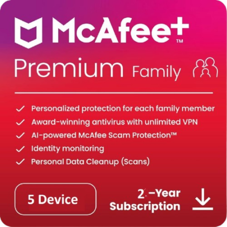 McAfee Family Plan 5 Devices – 2 Years
